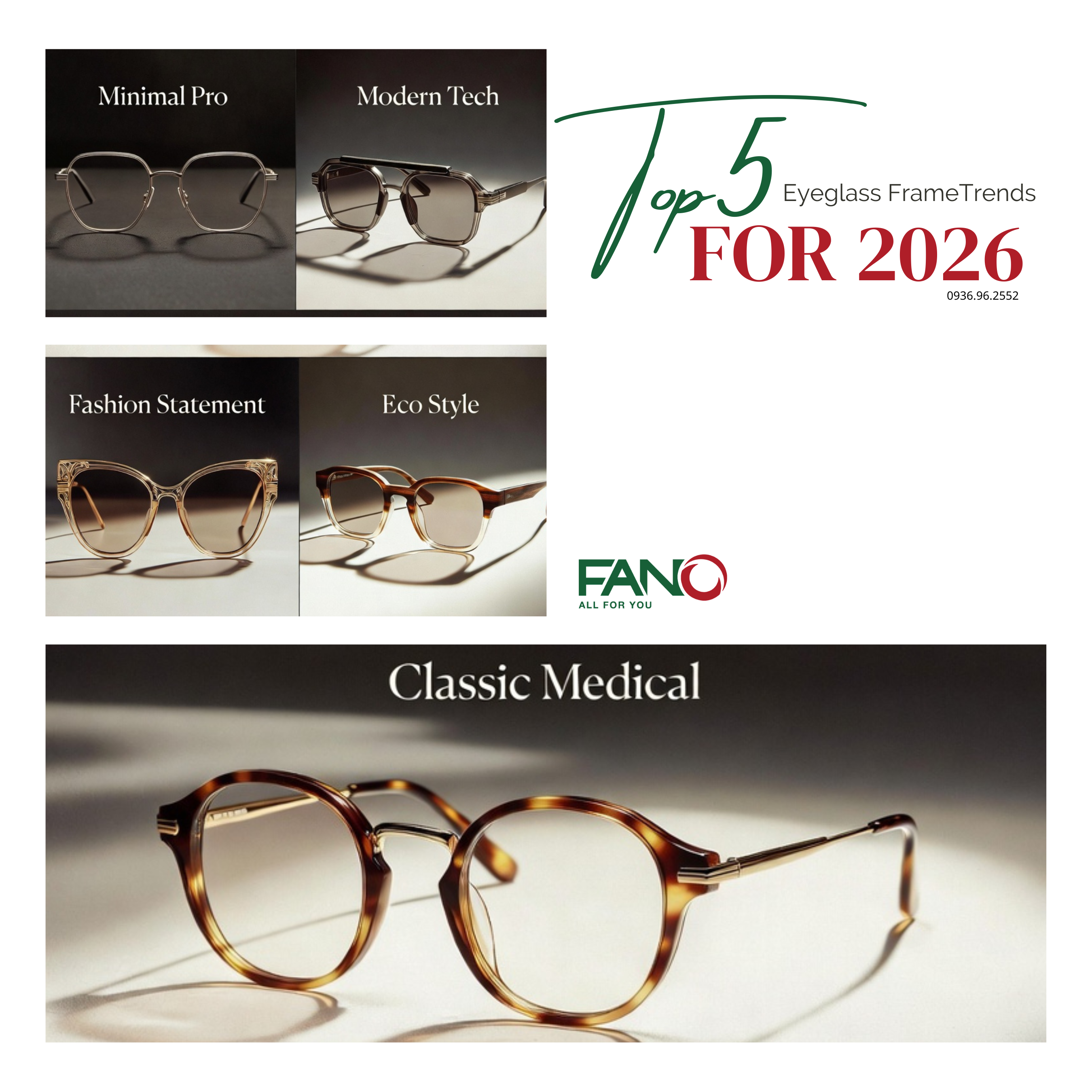 TOP 5 XU HƯỚNG GỌNG KÍNH HÀNG ĐẦU NĂM 2026